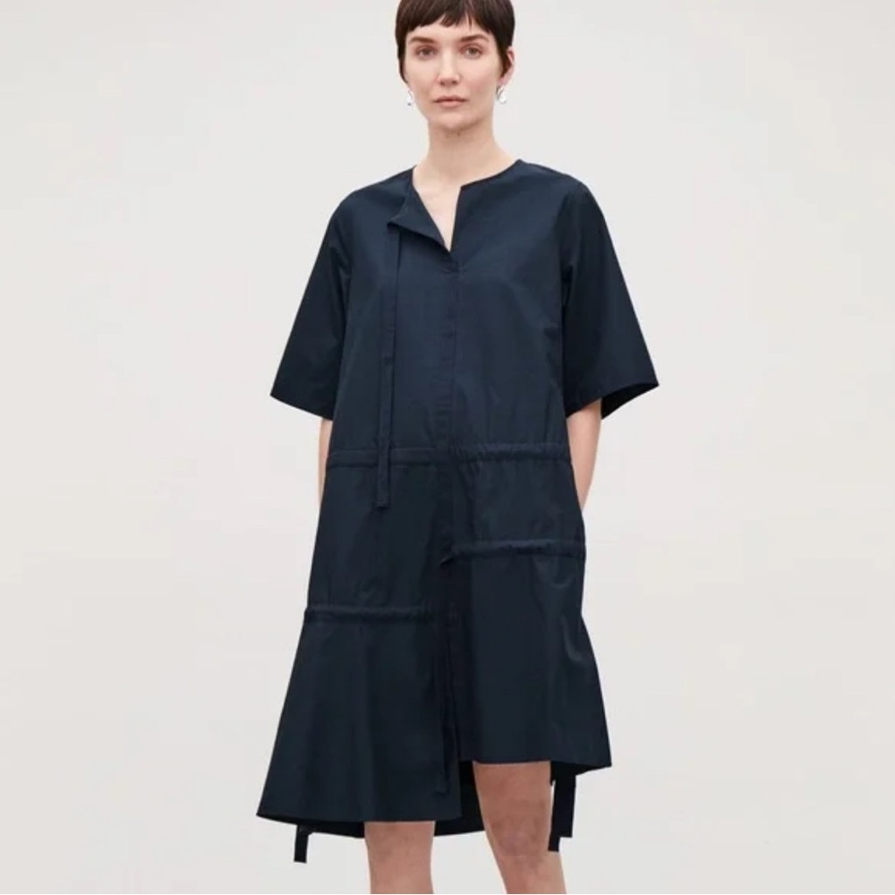 COS Navy Blue asymmetrical string dress size 4